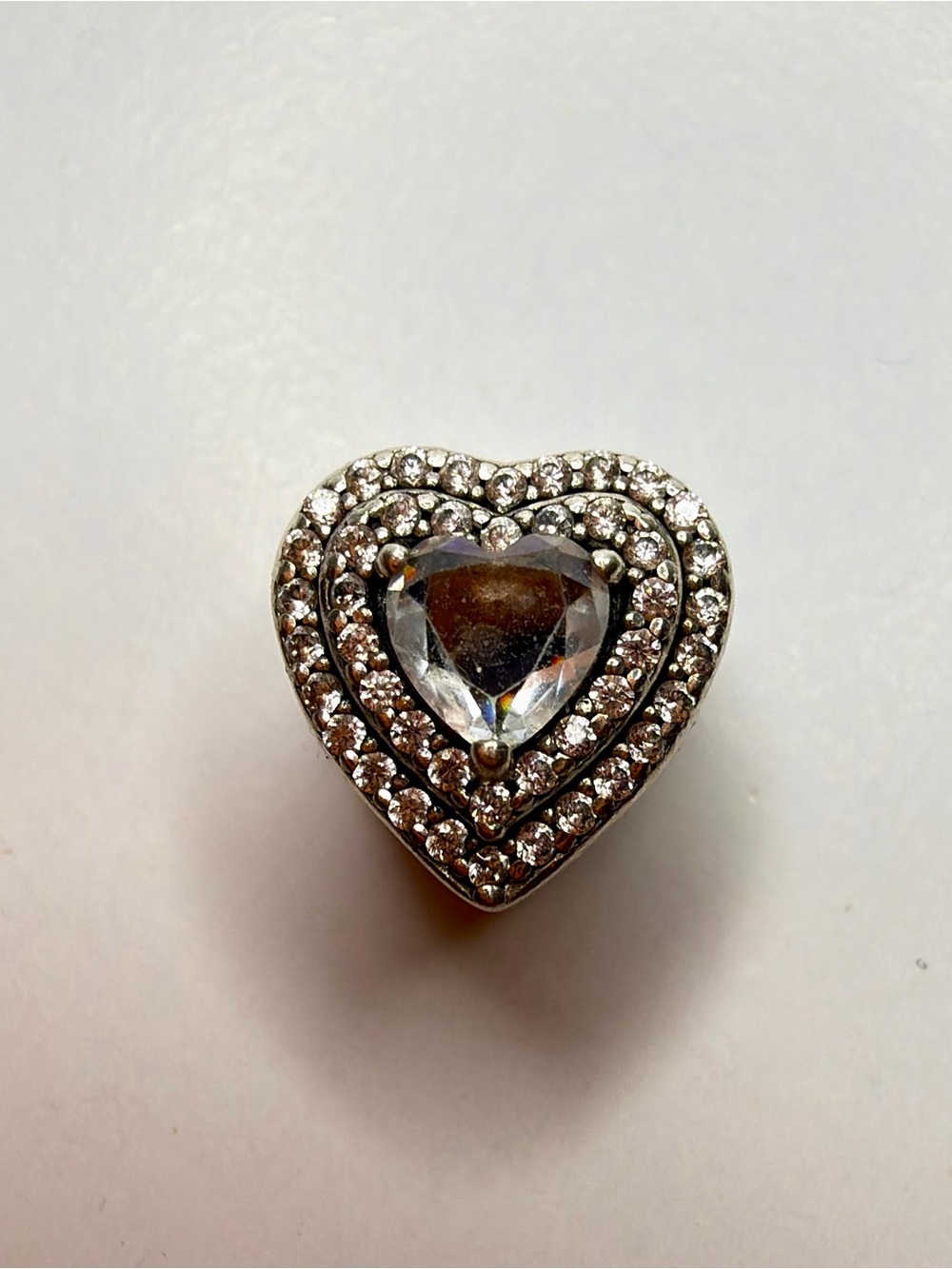 Pandora Sparkling Leveled Heart Charm Pandora Charm